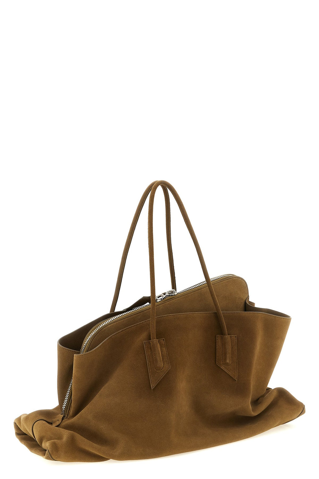 THE ATTICO Suede Shoulder Bag With Embossed Logo