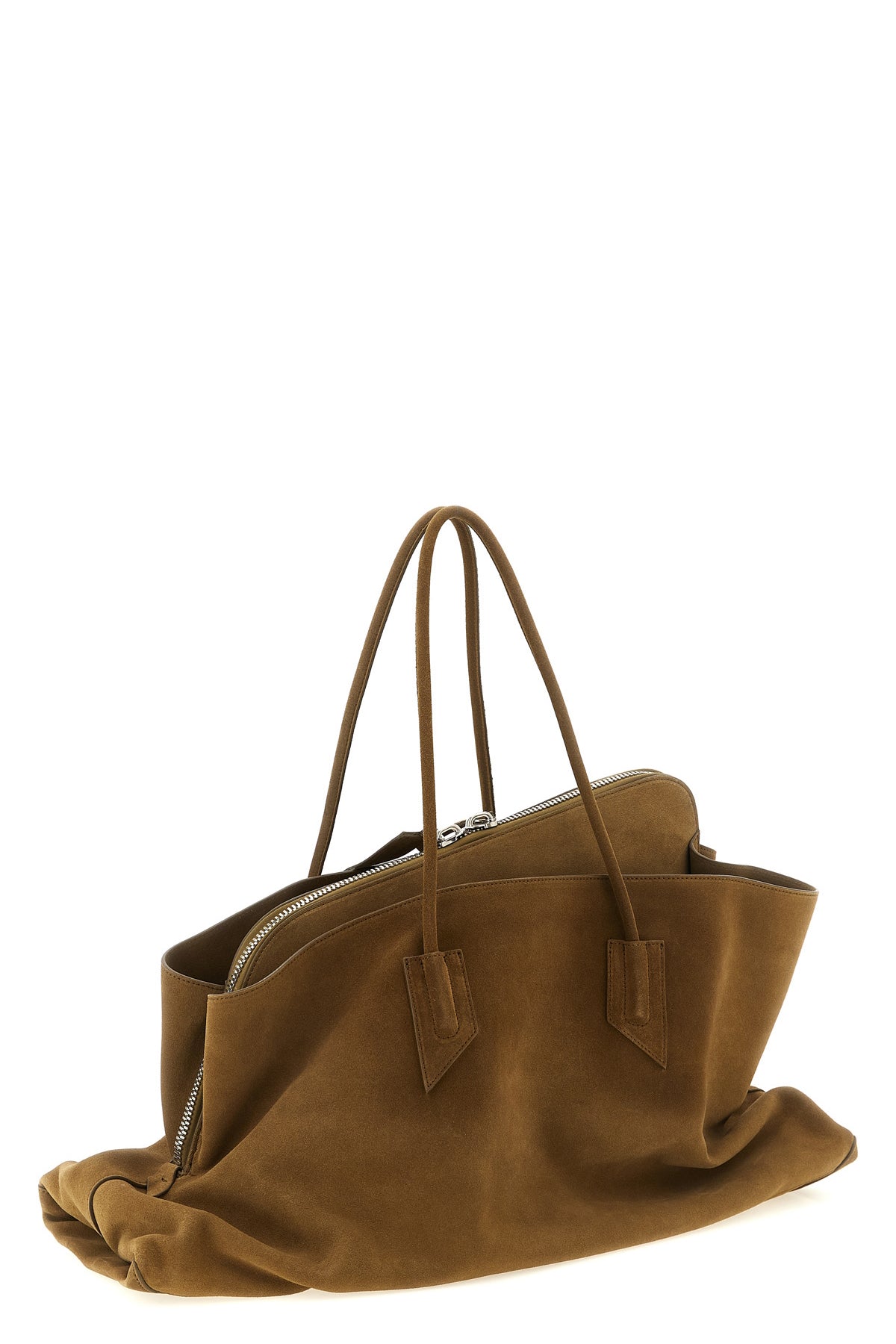 THE ATTICO Suede Shoulder Bag With Embossed Logo