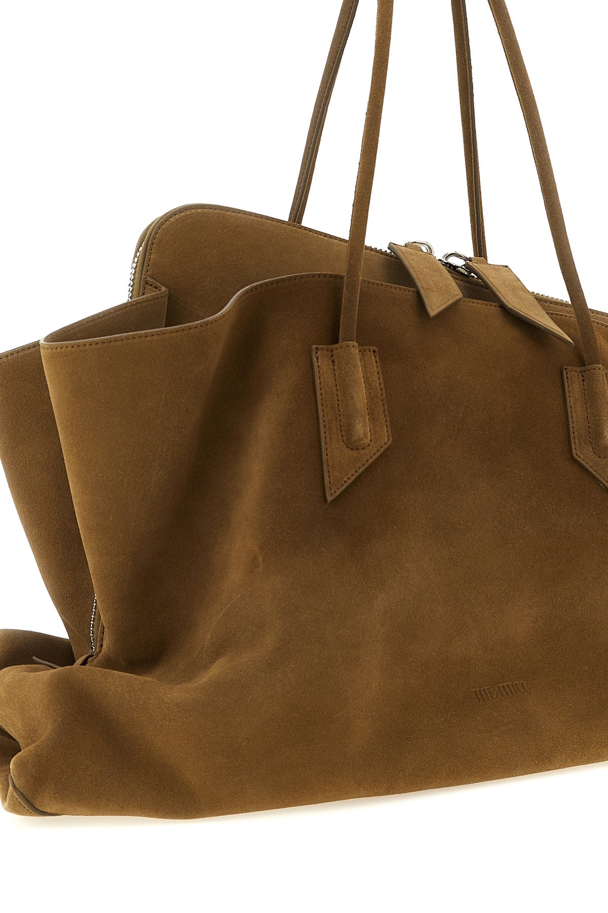THE ATTICO Suede Shoulder Bag With Embossed Logo