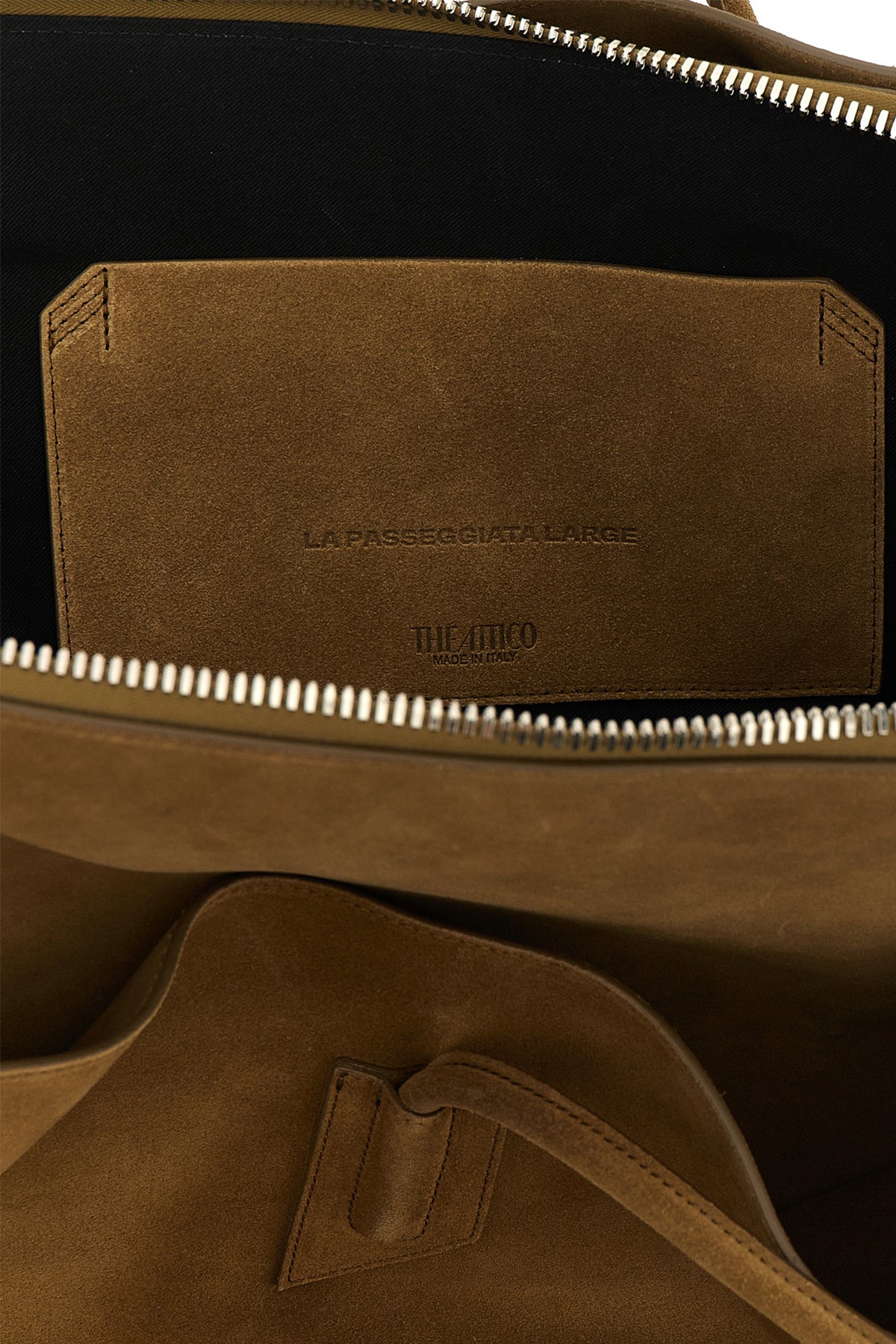 THE ATTICO Suede Shoulder Bag With Embossed Logo