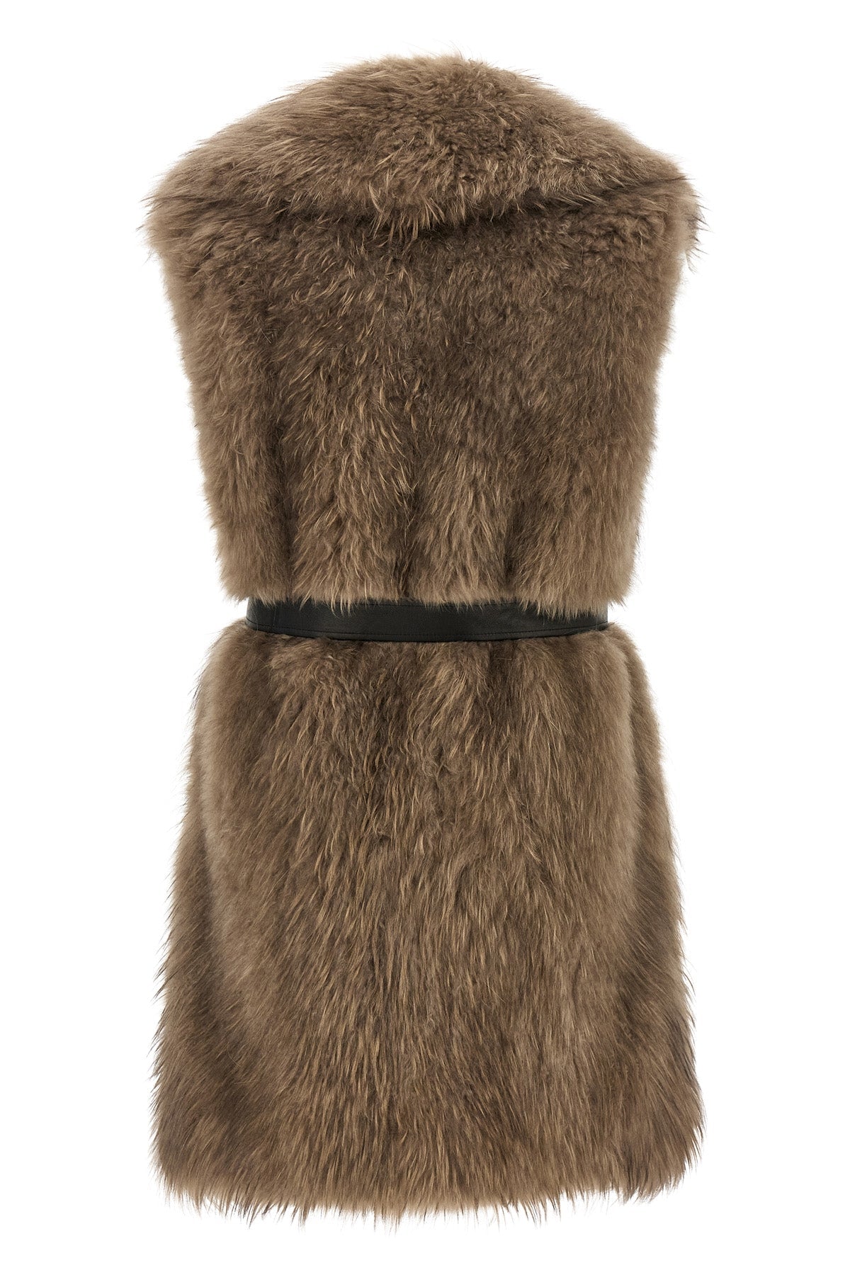 Blancha Shearling Vest with Leather Belt
