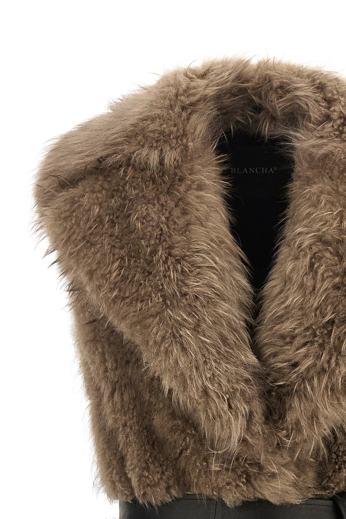 Blancha Shearling Vest with Leather Belt