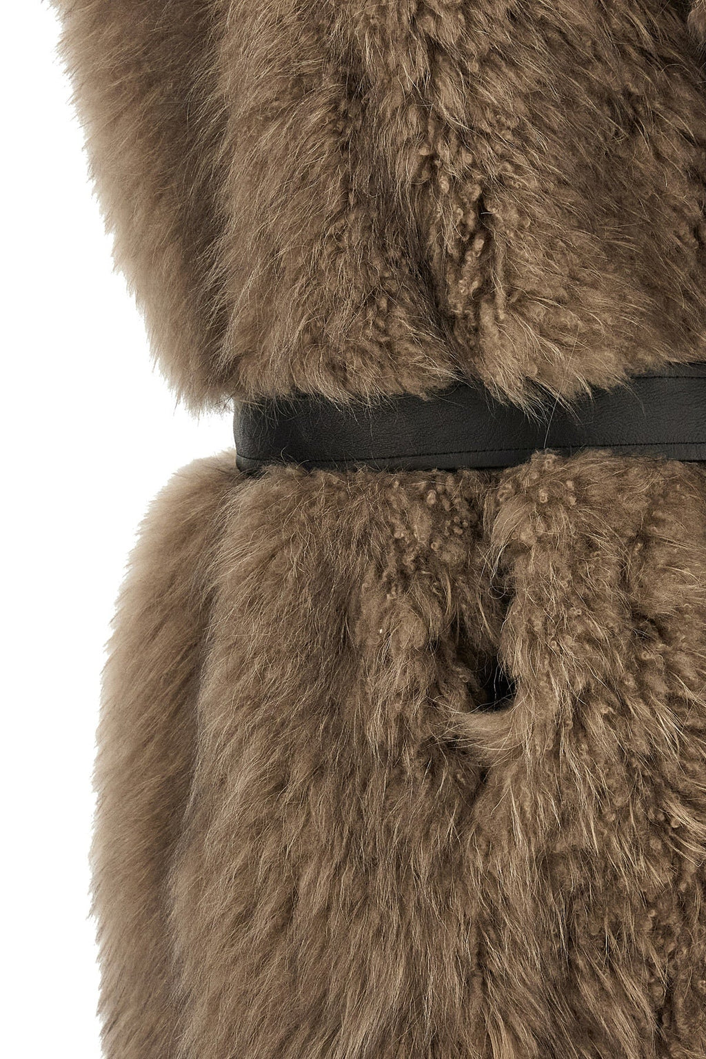 Blancha Shearling Vest with Leather Belt