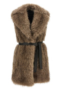Blancha Shearling Vest with Leather Belt