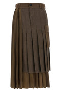 SACAI Skirt with asymmetrical pleated panels