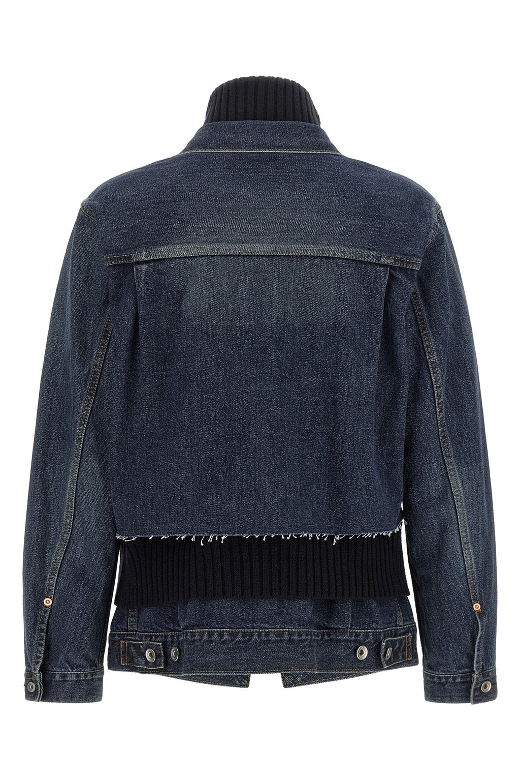 Sacai Denim Jacket with Ribbed Knit Underlayer