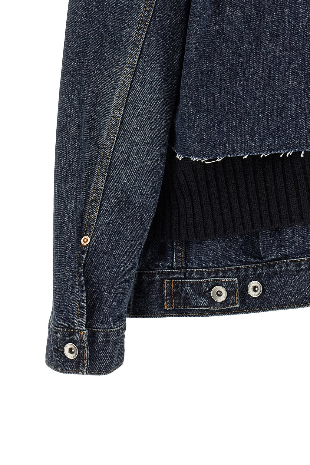 Sacai Denim Jacket with Ribbed Knit Underlayer