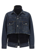 Sacai Denim Jacket with Ribbed Knit Underlayer