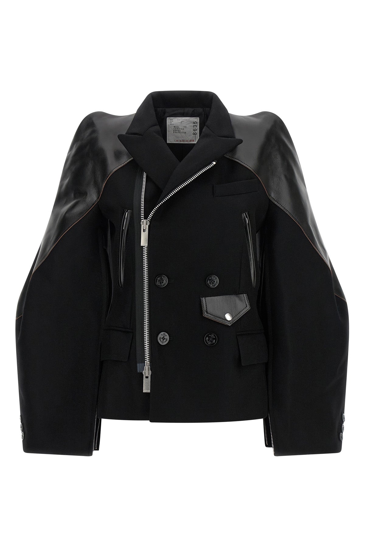 SACAI Wool Melton Jacket With Sculptural Shoulders