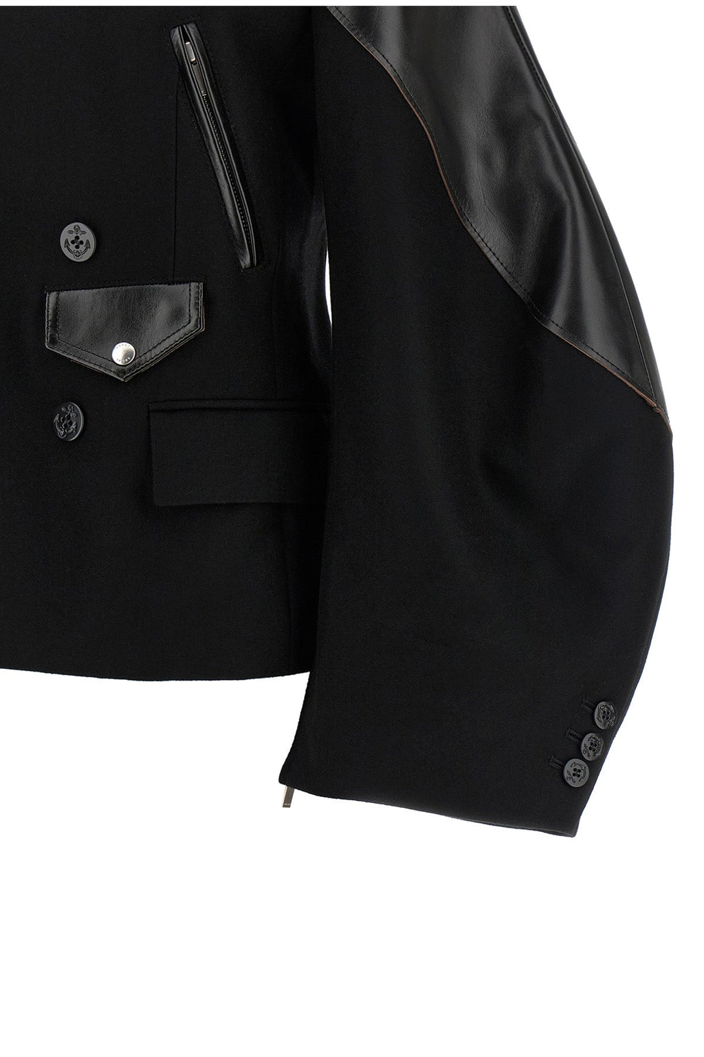 SACAI Wool Melton Jacket With Sculptural Shoulders