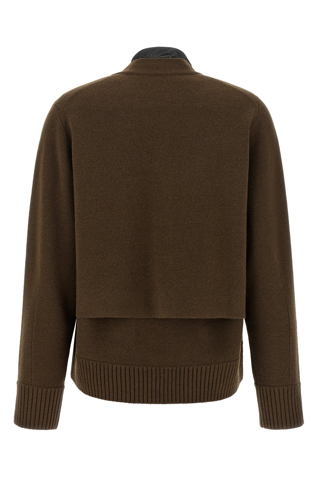 Sacai Wool Knit Cardigan with Layered Construction
