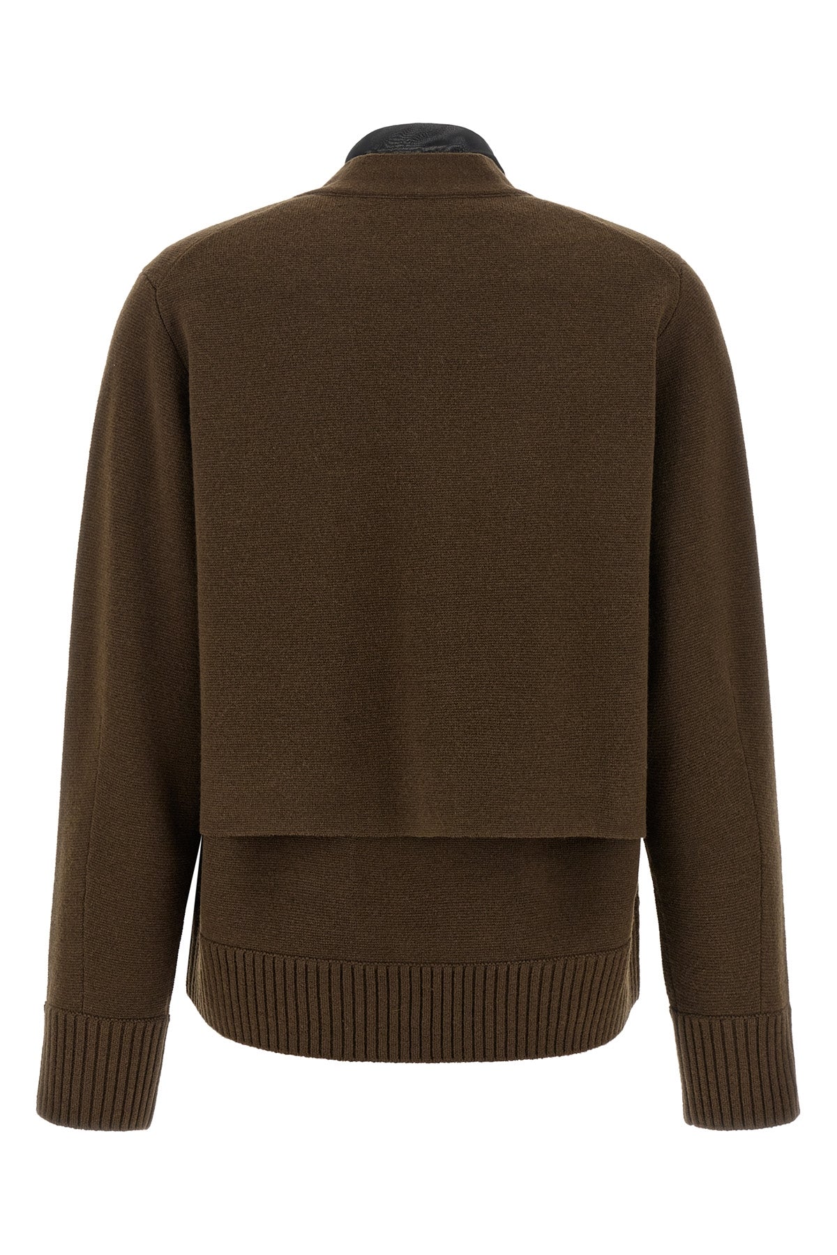 Sacai Wool Knit Cardigan with Layered Construction