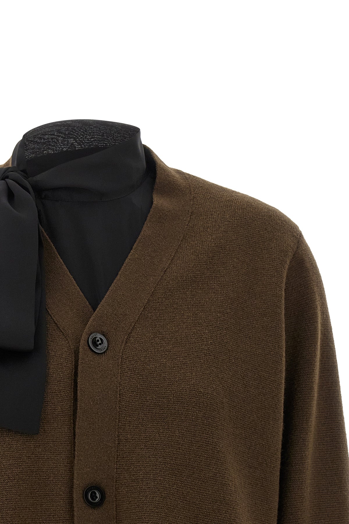 Sacai Wool Knit Cardigan with Layered Construction