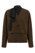 Sacai Wool Knit Cardigan with Layered Construction