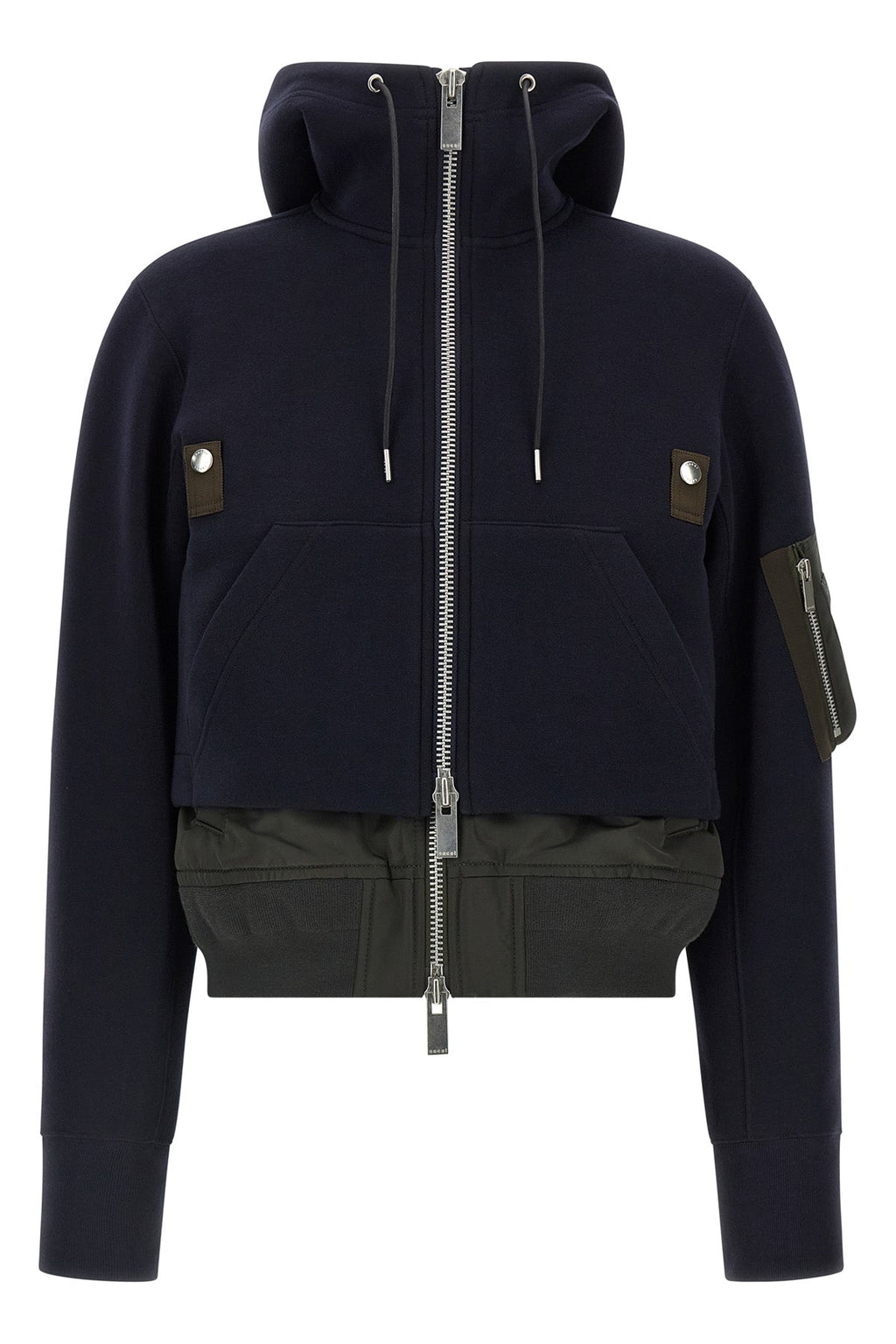 SACAI Hybrid Hoodie Silver-Tone Hardware