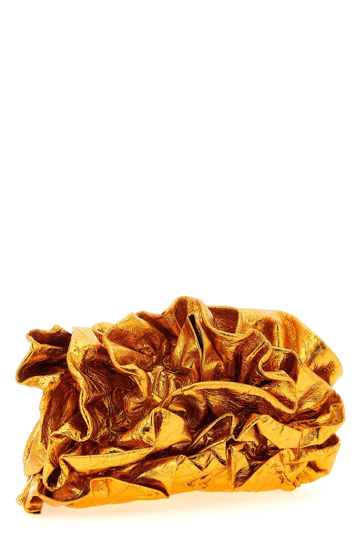 Dries Van Noten Ruffled Metallic Leather Clutch