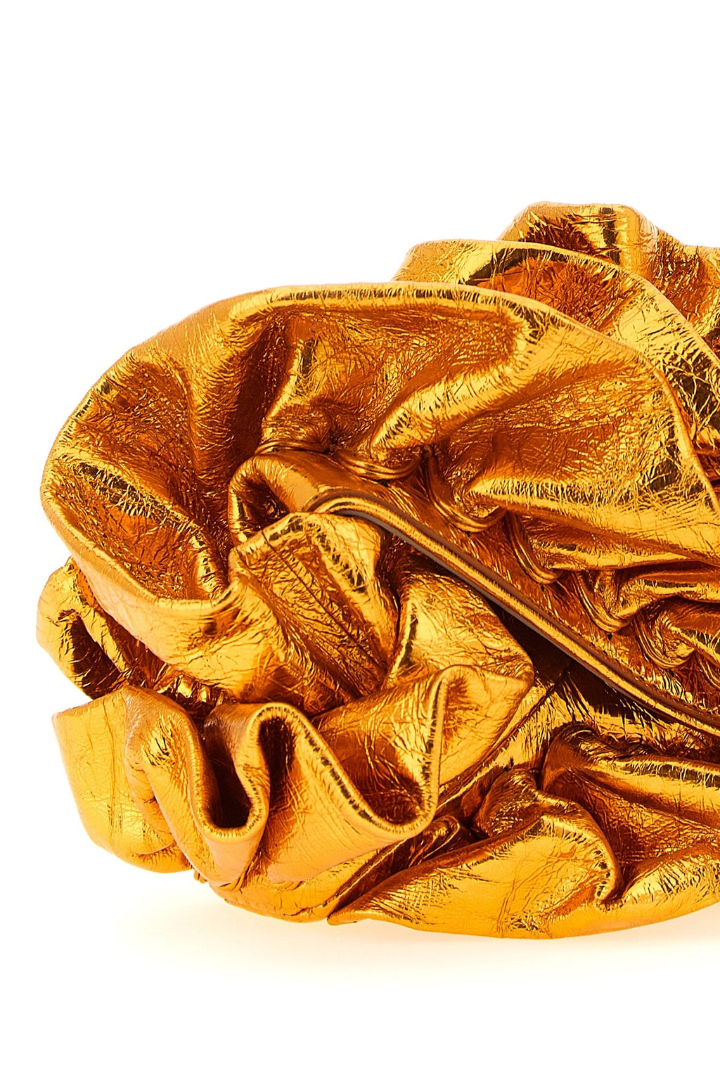Dries Van Noten Ruffled Metallic Leather Clutch