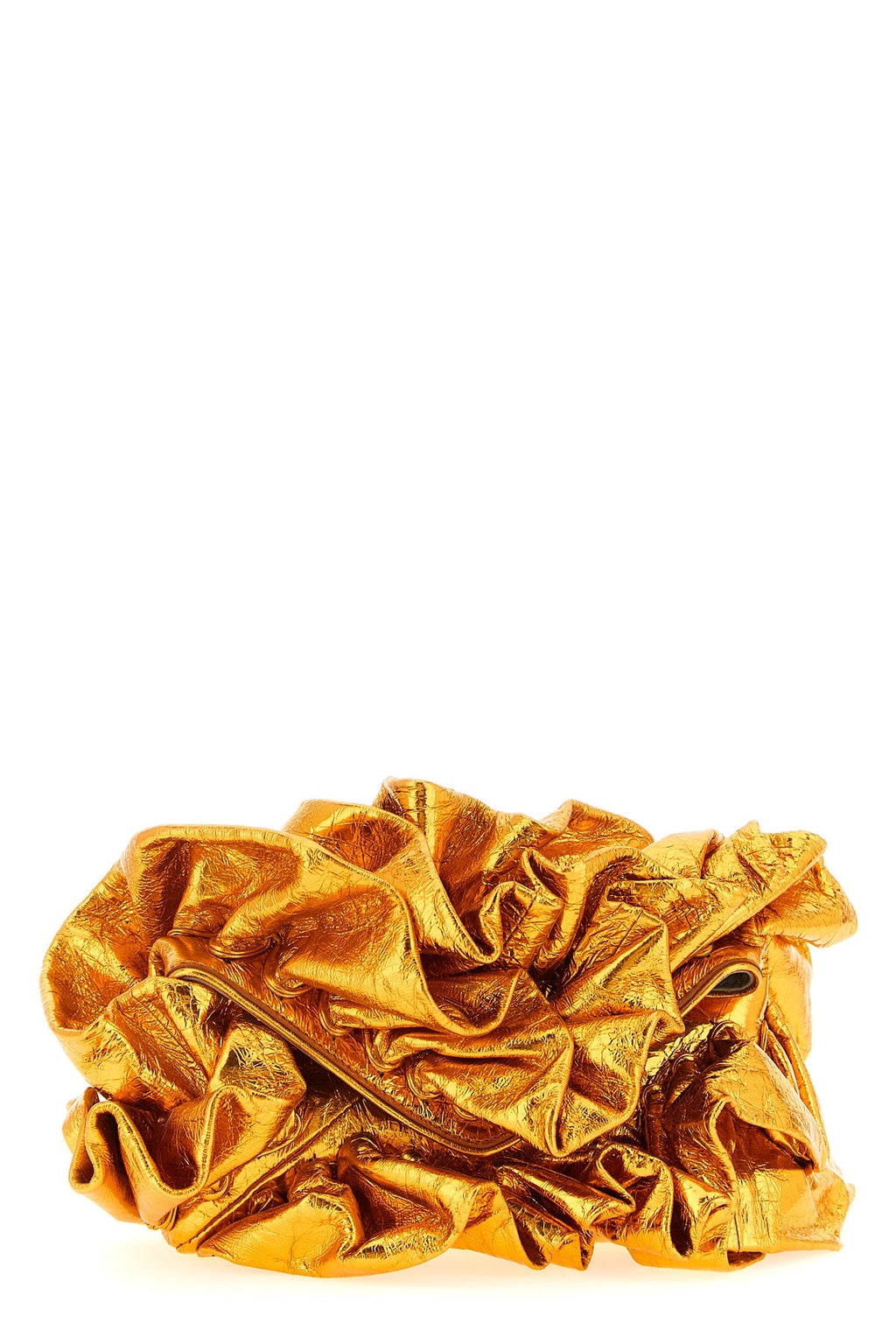 Dries Van Noten Ruffled Metallic Leather Clutch
