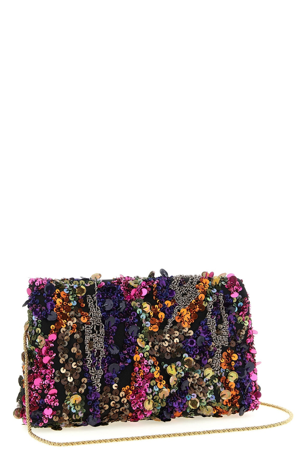 Dries Van Noten Envelope Clutch with Multicolored Sequin Embroidery