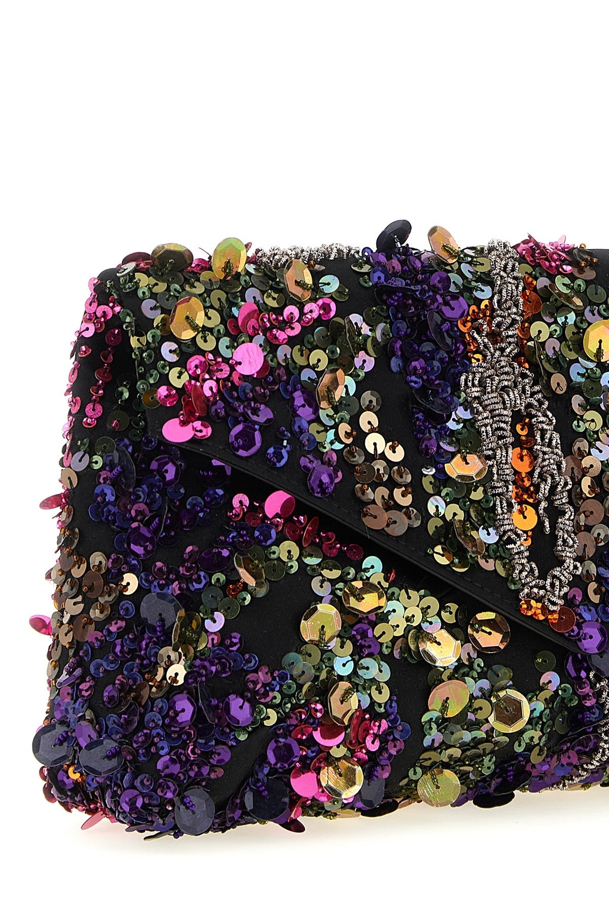Dries Van Noten Envelope Clutch with Multicolored Sequin Embroidery