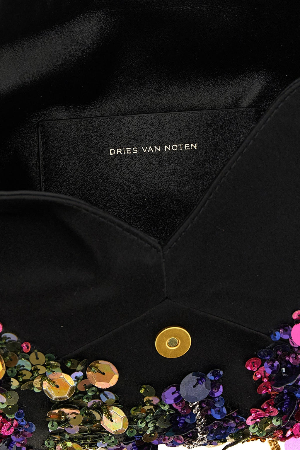 Dries Van Noten Envelope Clutch with Multicolored Sequin Embroidery