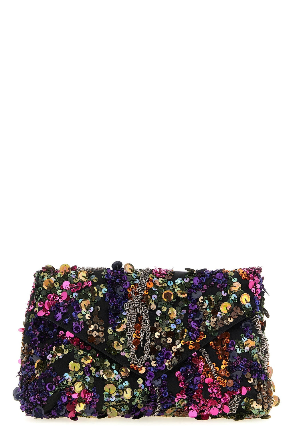 Dries Van Noten Envelope Clutch with Multicolored Sequin Embroidery