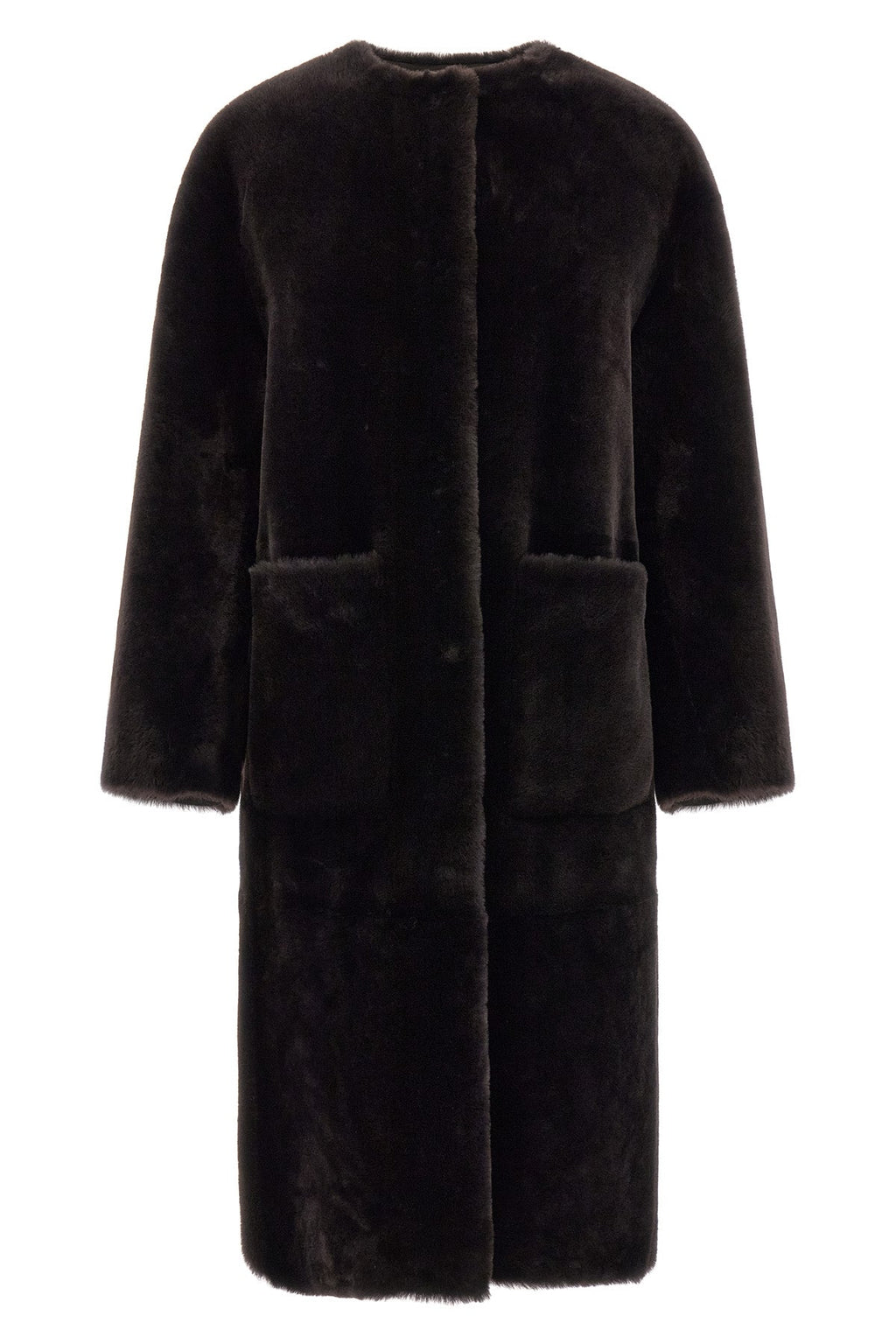 Blancha Shearling Coat With Patch Pockets
