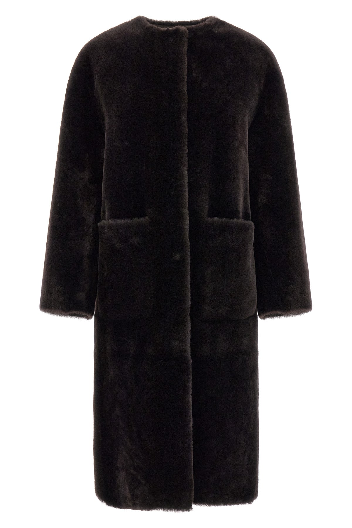 Blancha Shearling Coat With Patch Pockets