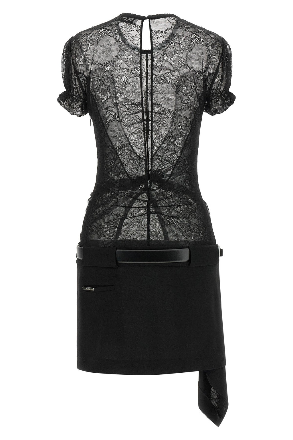 THE ATTICO Mini Dress - Lace Bodice and Asymmetrical Hem