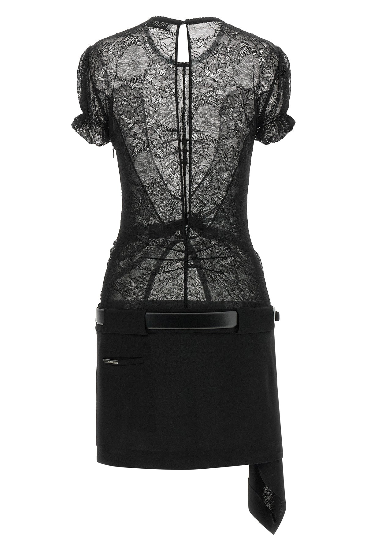 THE ATTICO Mini Dress - Lace Bodice and Asymmetrical Hem