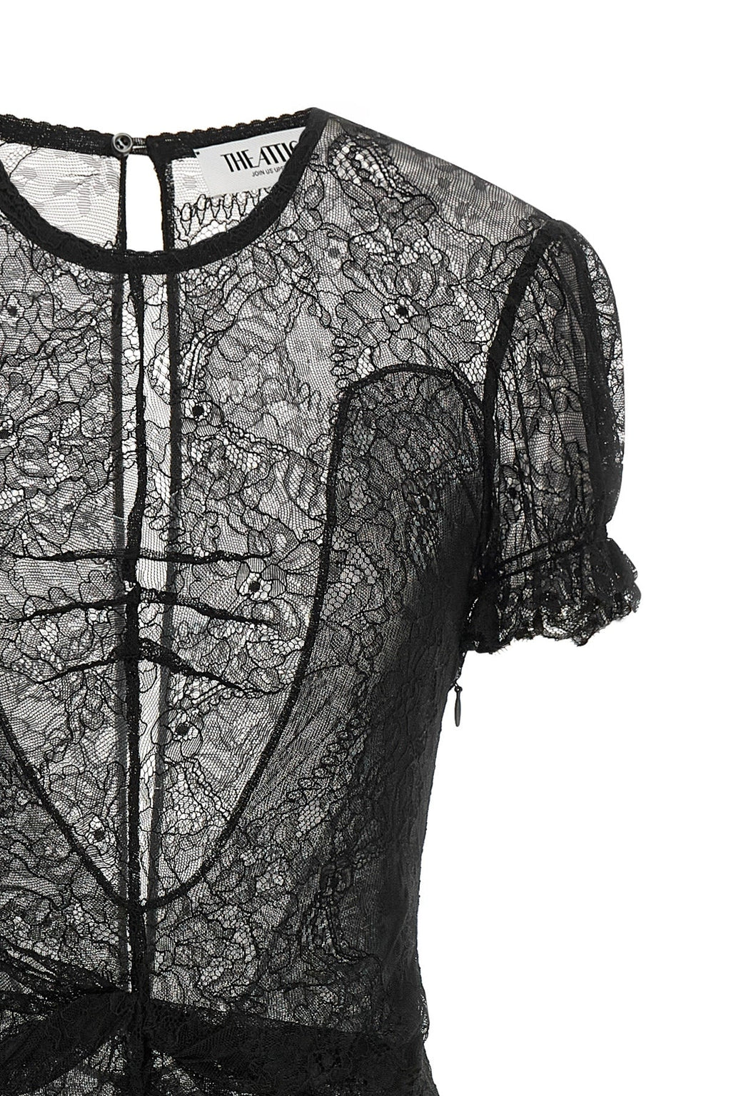 THE ATTICO Mini Dress - Lace Bodice and Asymmetrical Hem