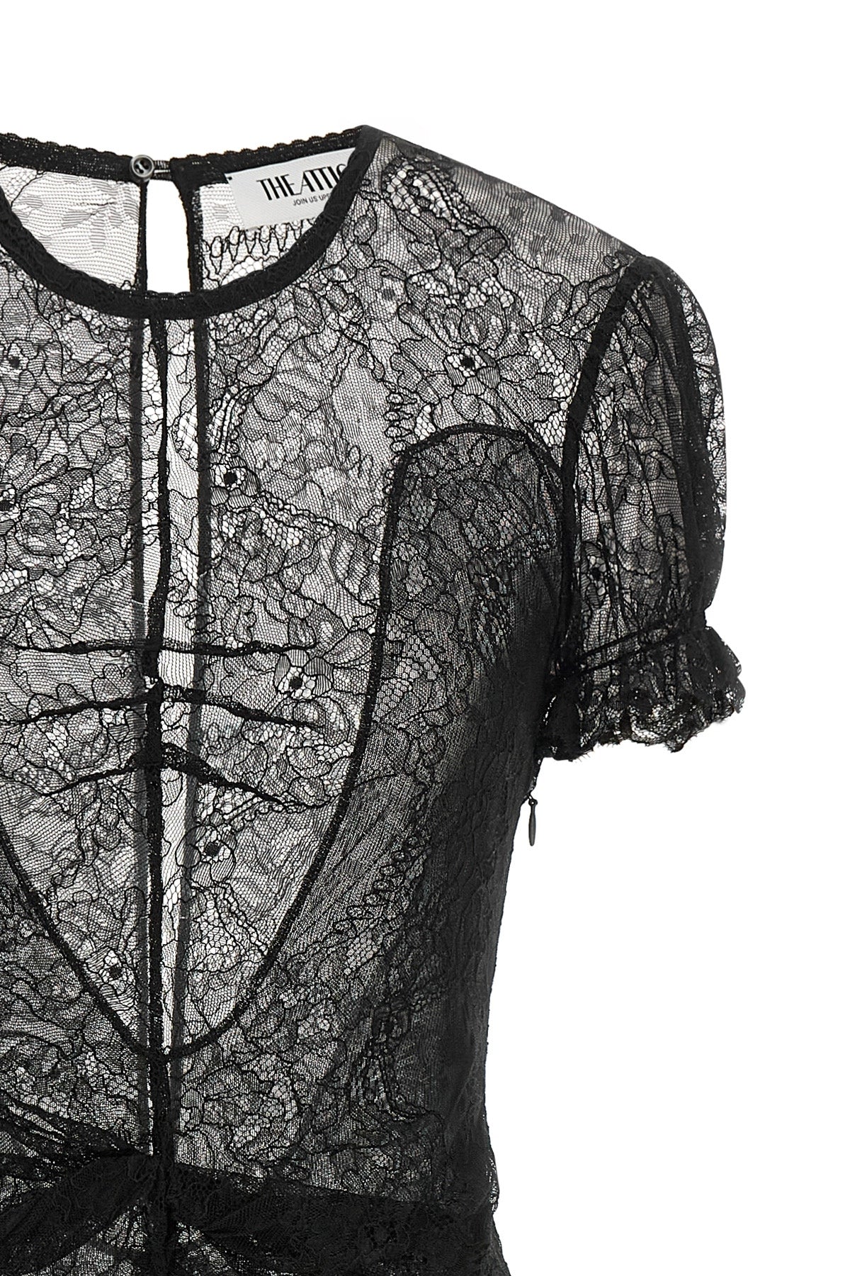 THE ATTICO Mini Dress - Lace Bodice and Asymmetrical Hem
