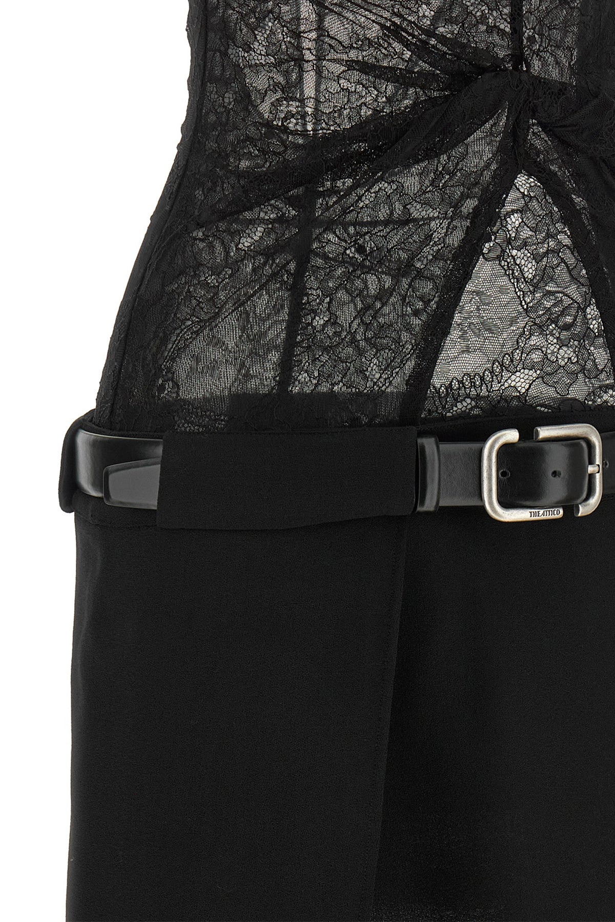 THE ATTICO Mini Dress - Lace Bodice and Asymmetrical Hem