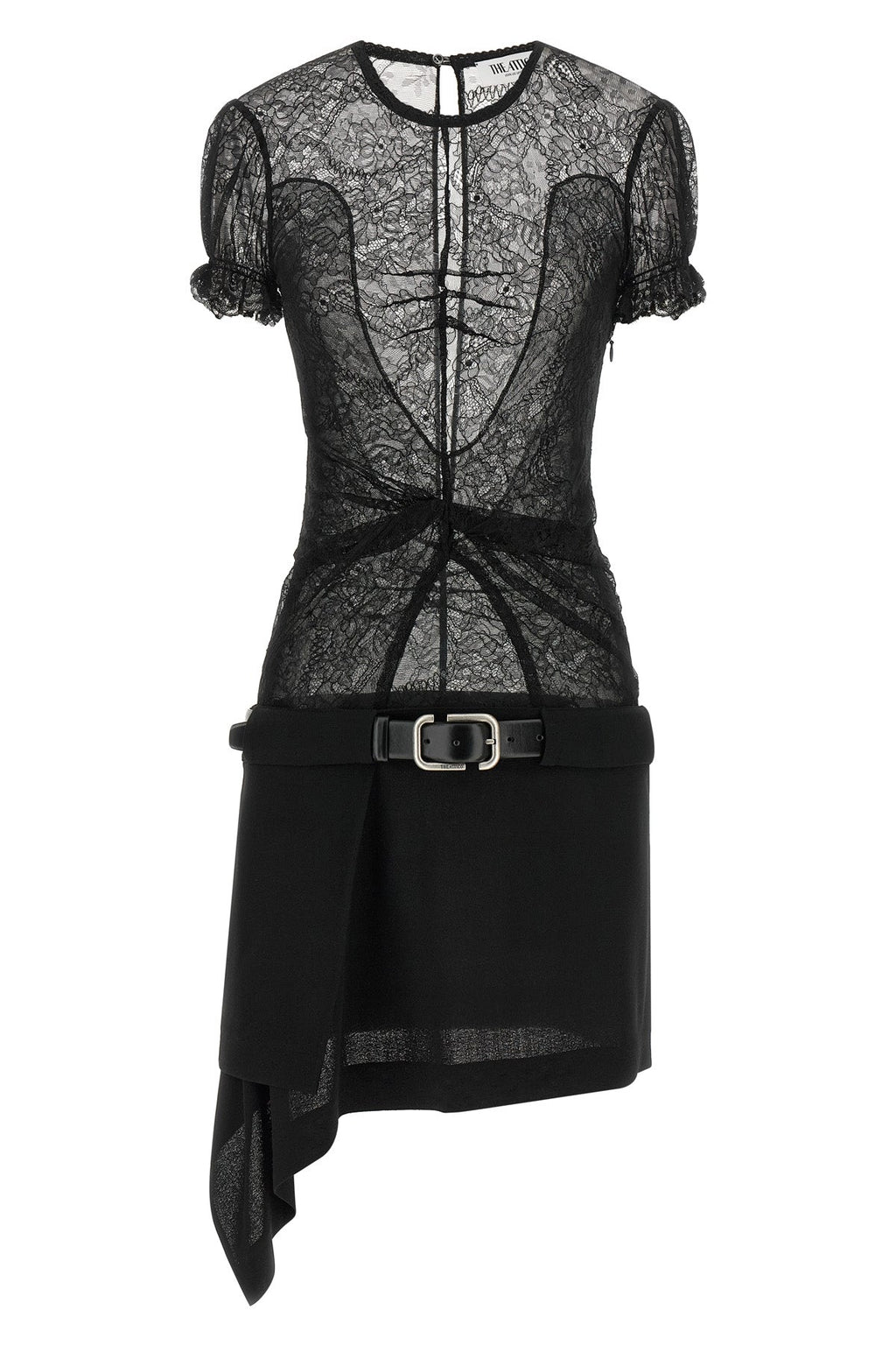 THE ATTICO Mini Dress - Lace Bodice and Asymmetrical Hem