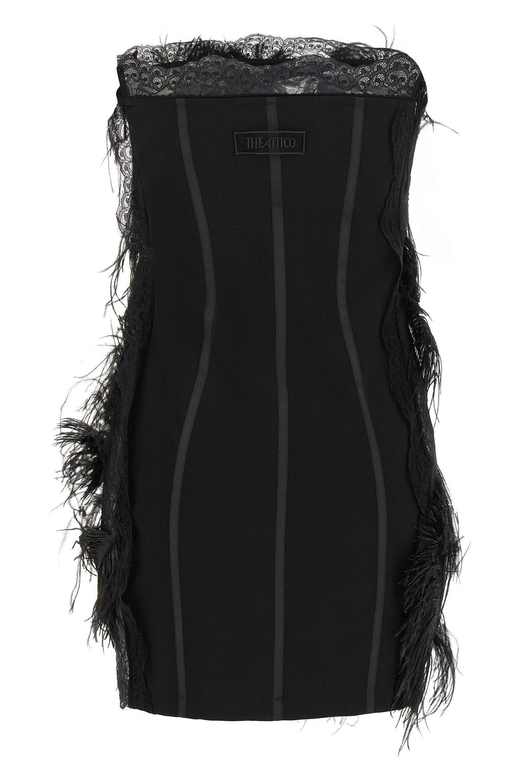 THE ATTICO Mini Dress With Feathers And Lace