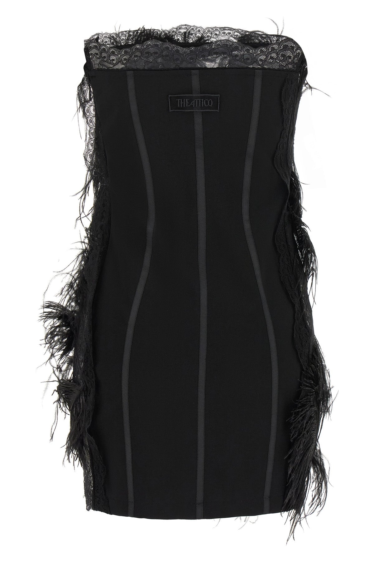 THE ATTICO Mini Dress With Feathers And Lace