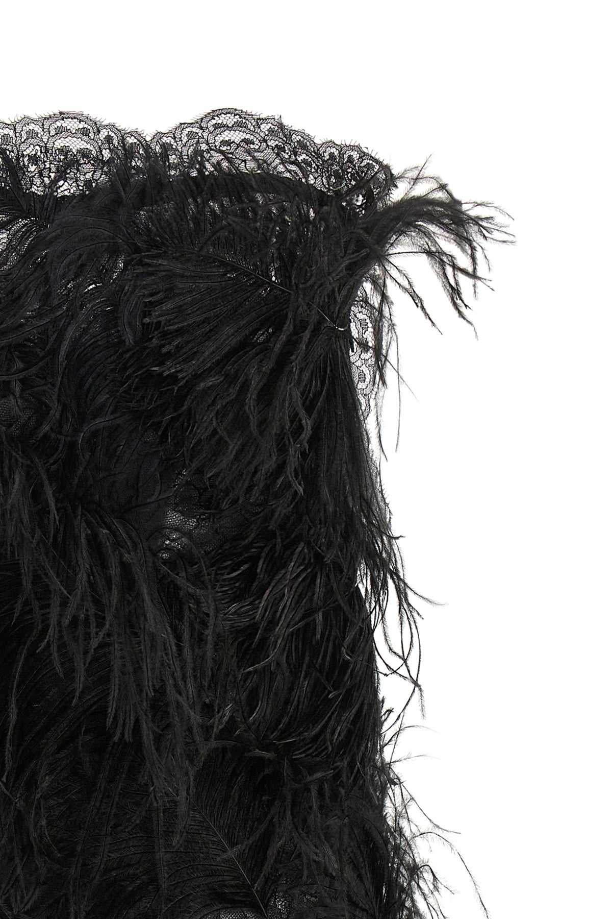 THE ATTICO Mini Dress With Feathers And Lace