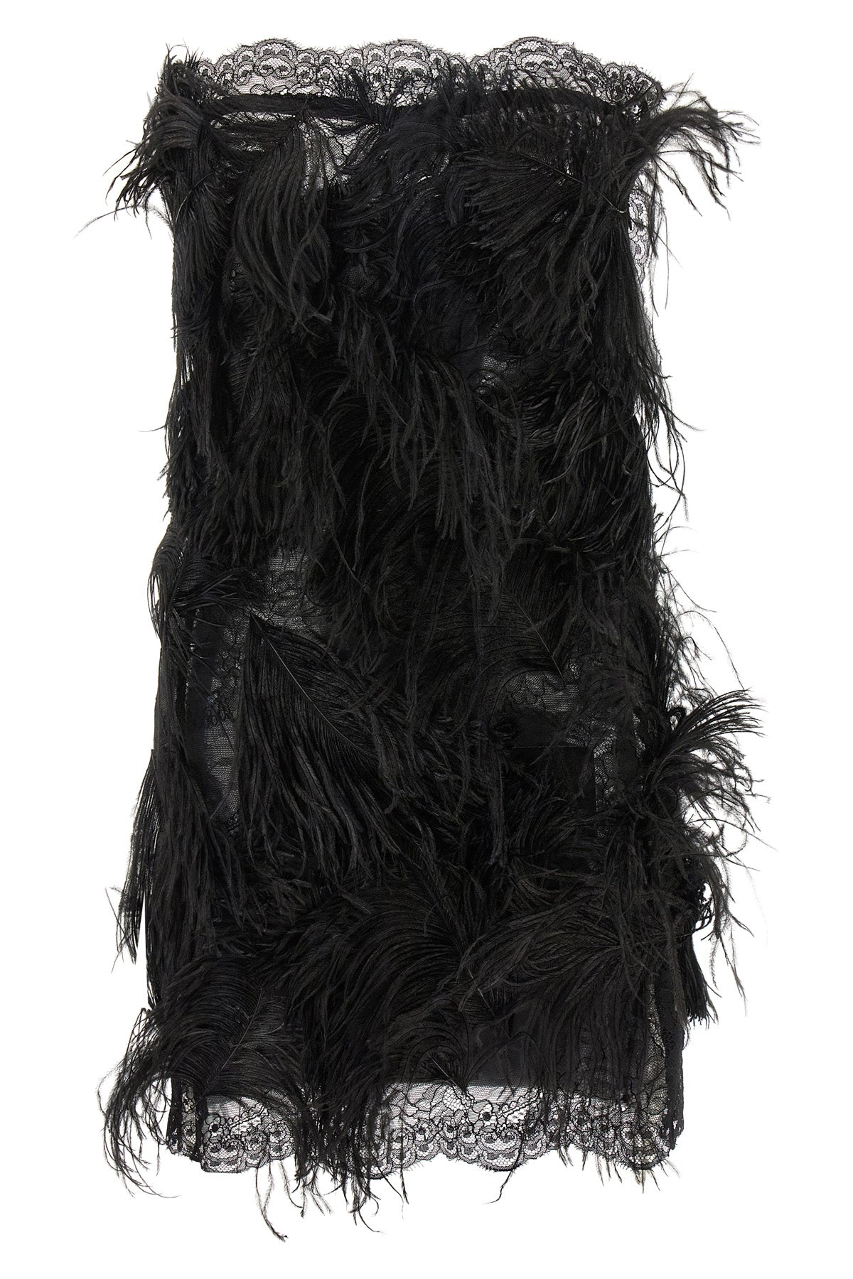 THE ATTICO Mini Dress With Feathers And Lace