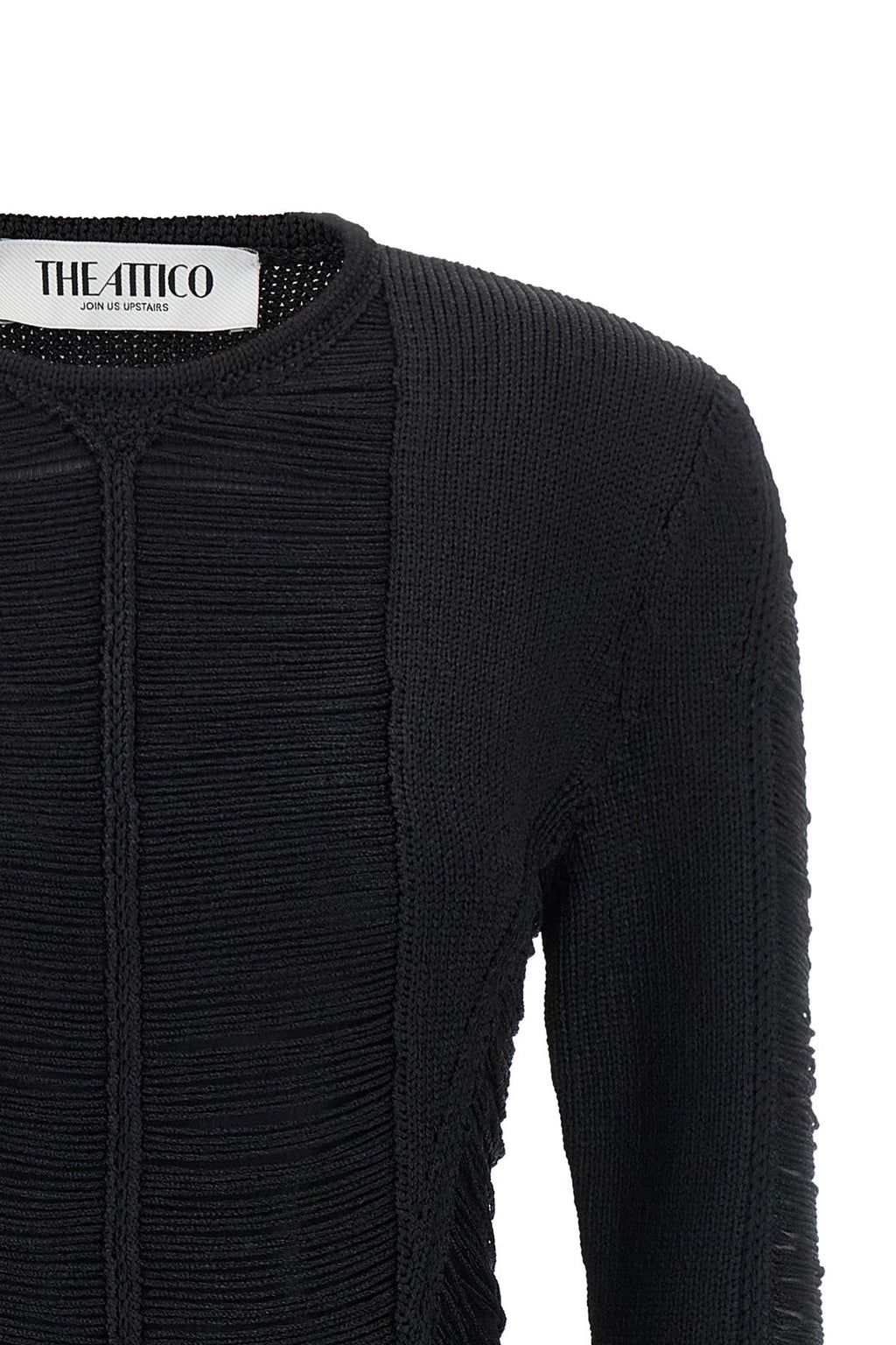 THE ATTICO Fringed knit mini dress