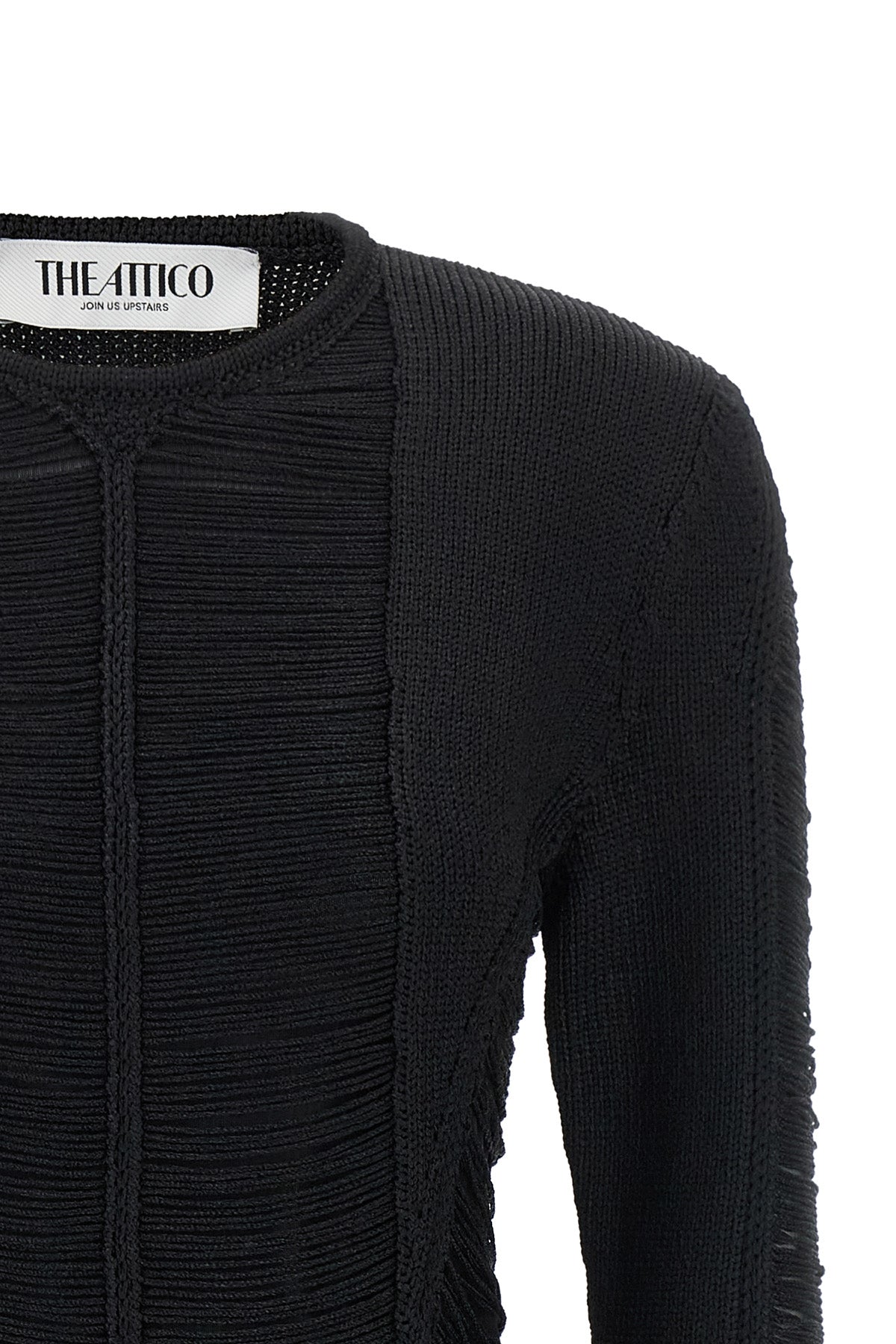 THE ATTICO Fringed knit mini dress