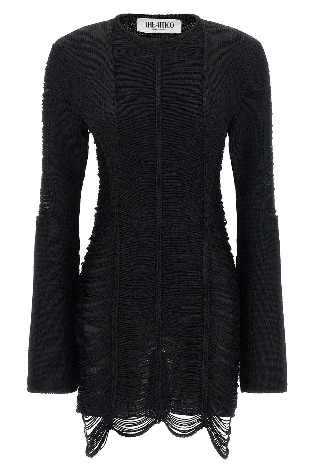THE ATTICO Fringed knit mini dress