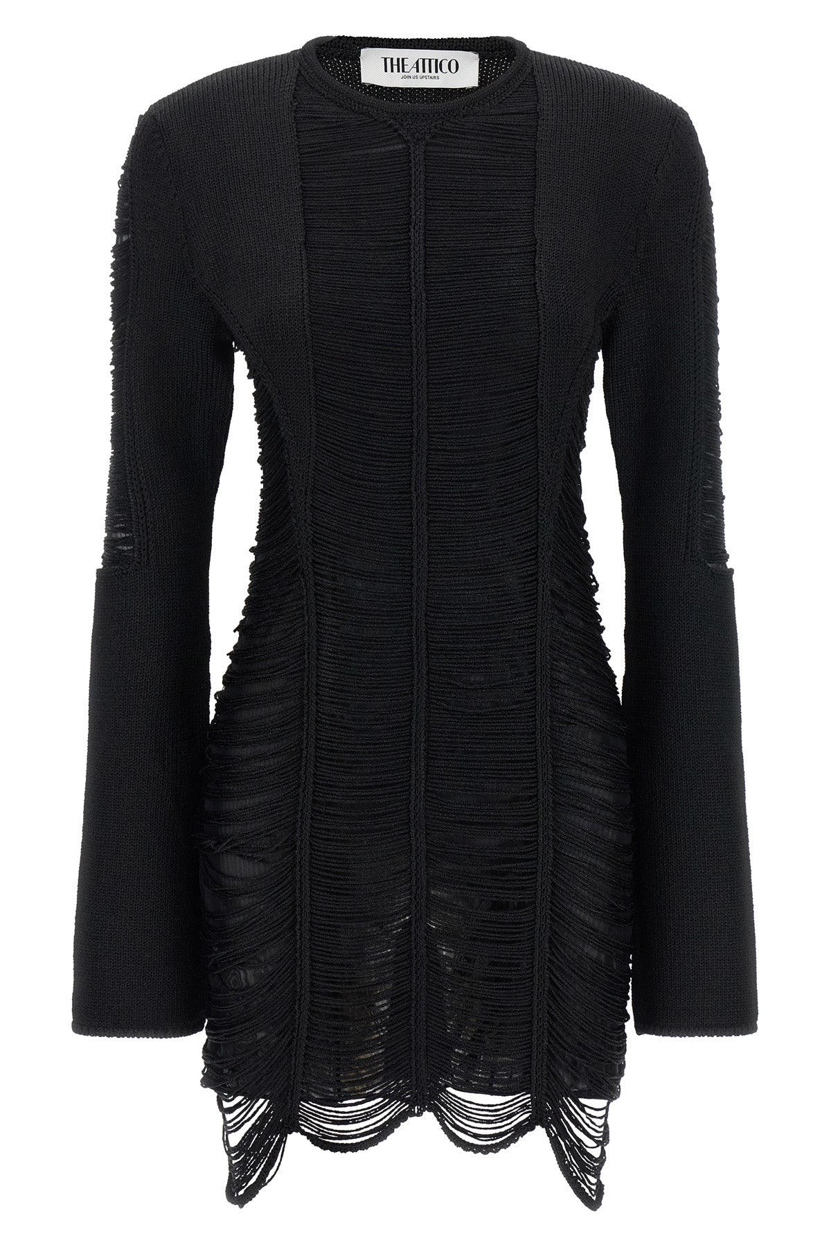 THE ATTICO Fringed knit mini dress