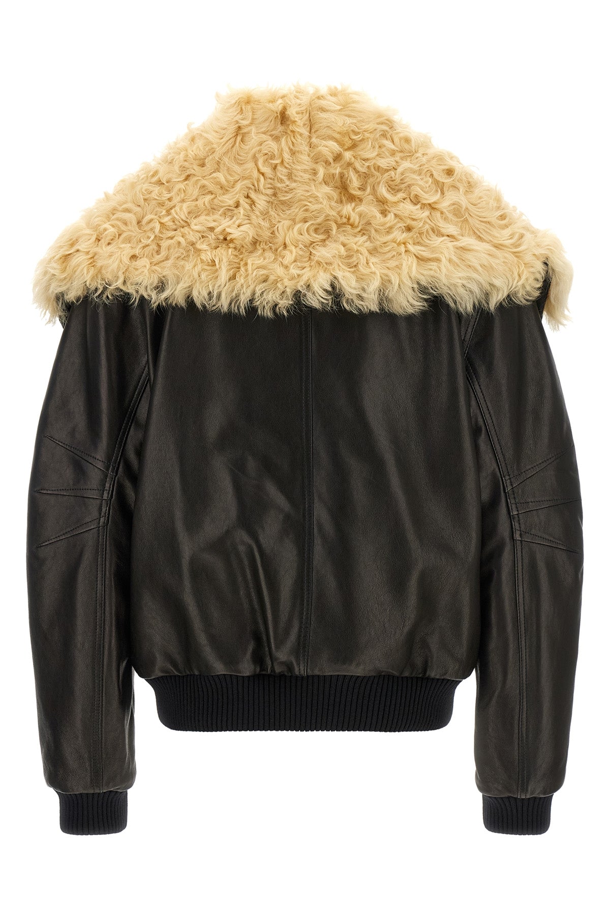 Shearling neck bomber jacket