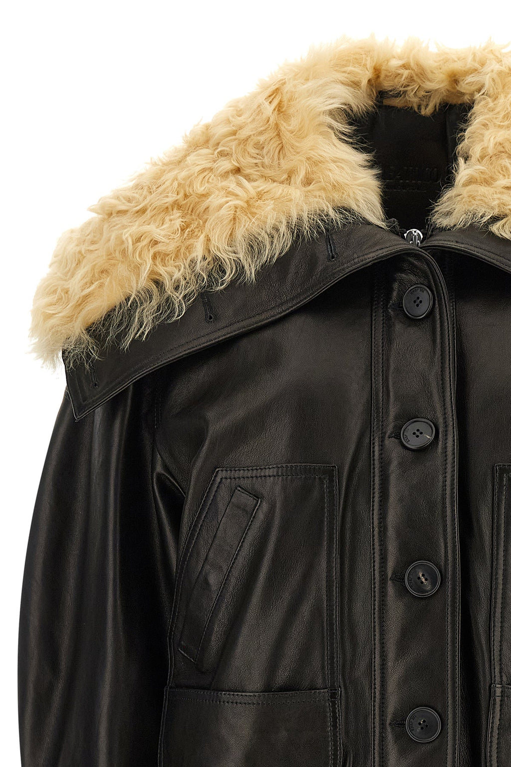 Shearling neck bomber jacket