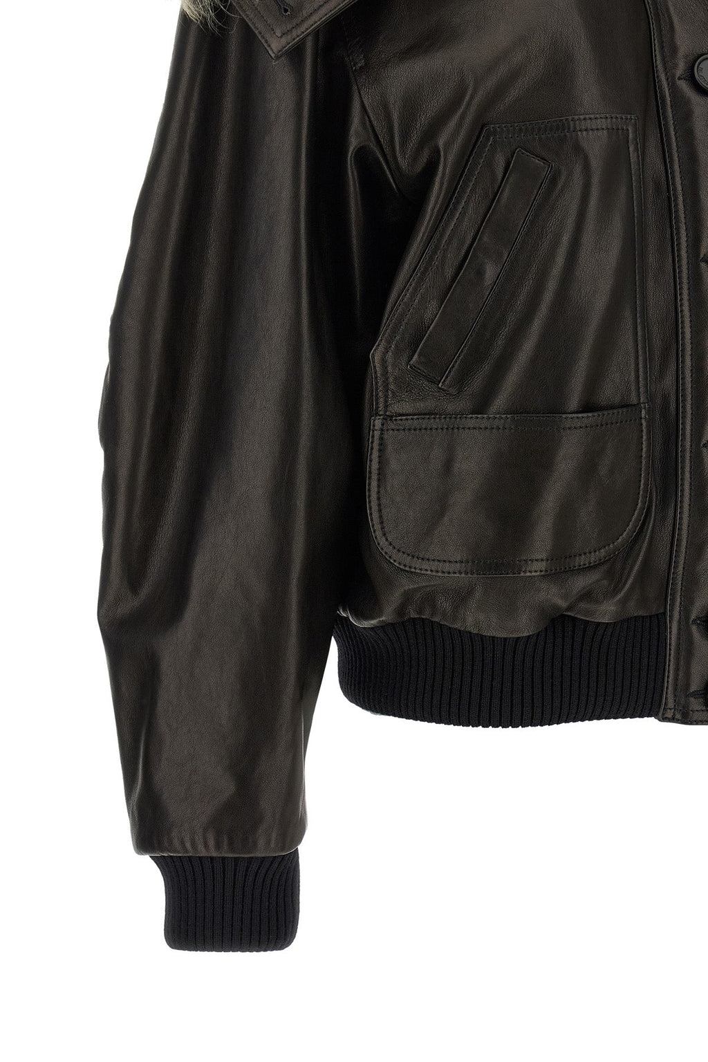 Shearling neck bomber jacket