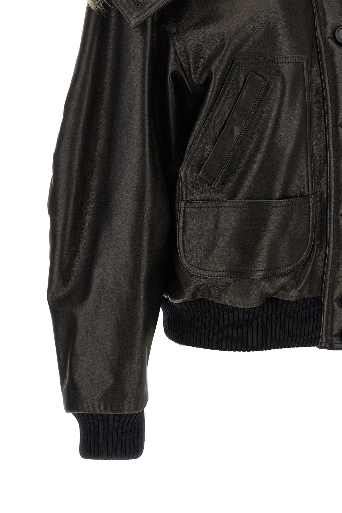 Shearling neck bomber jacket
