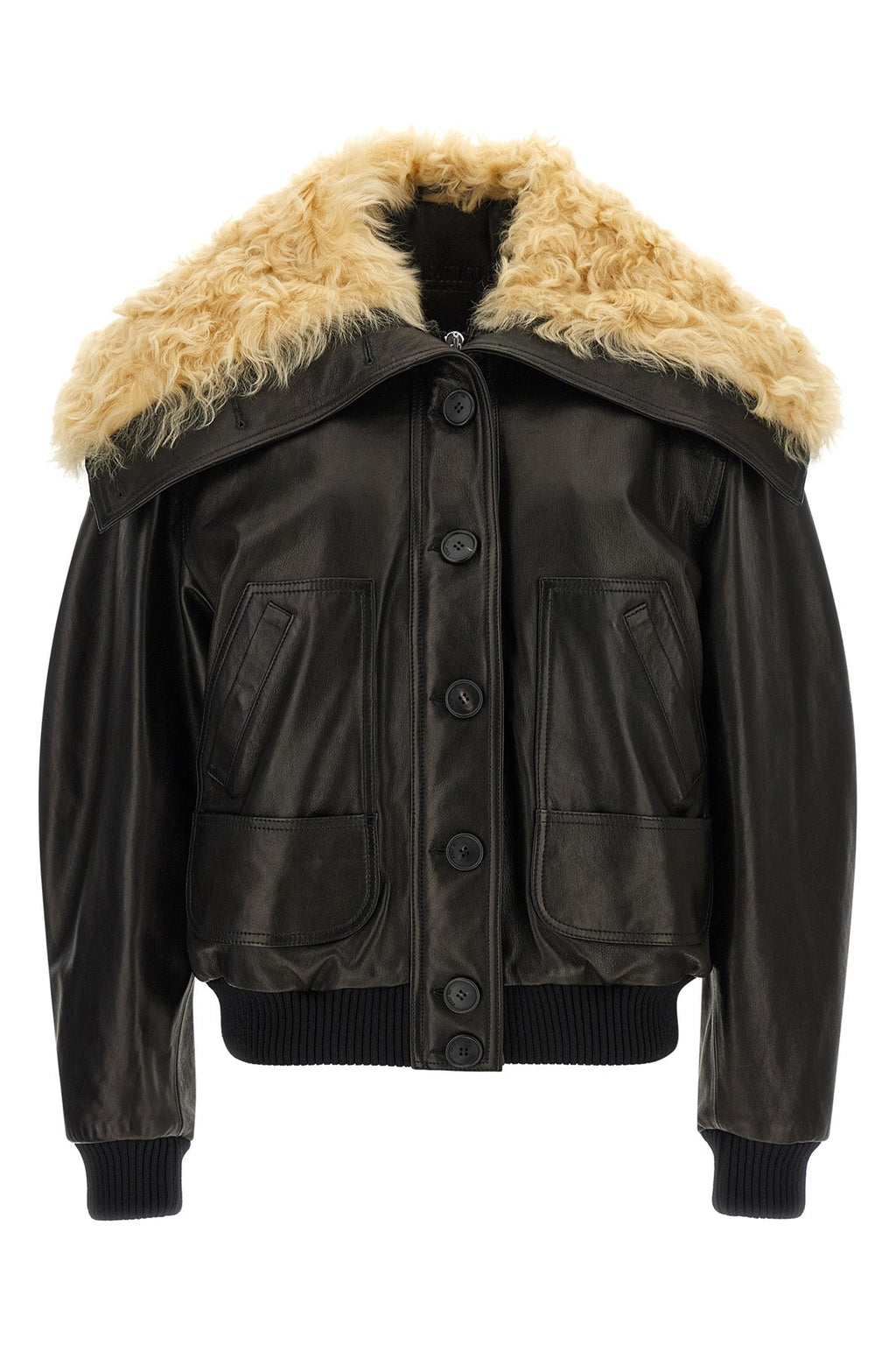Shearling neck bomber jacket