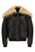 Shearling neck bomber jacket