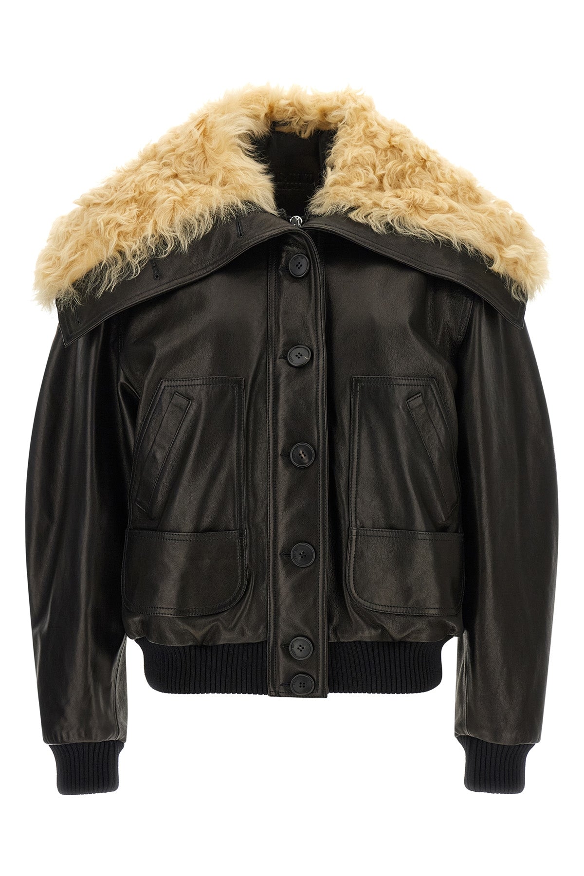 Shearling neck bomber jacket