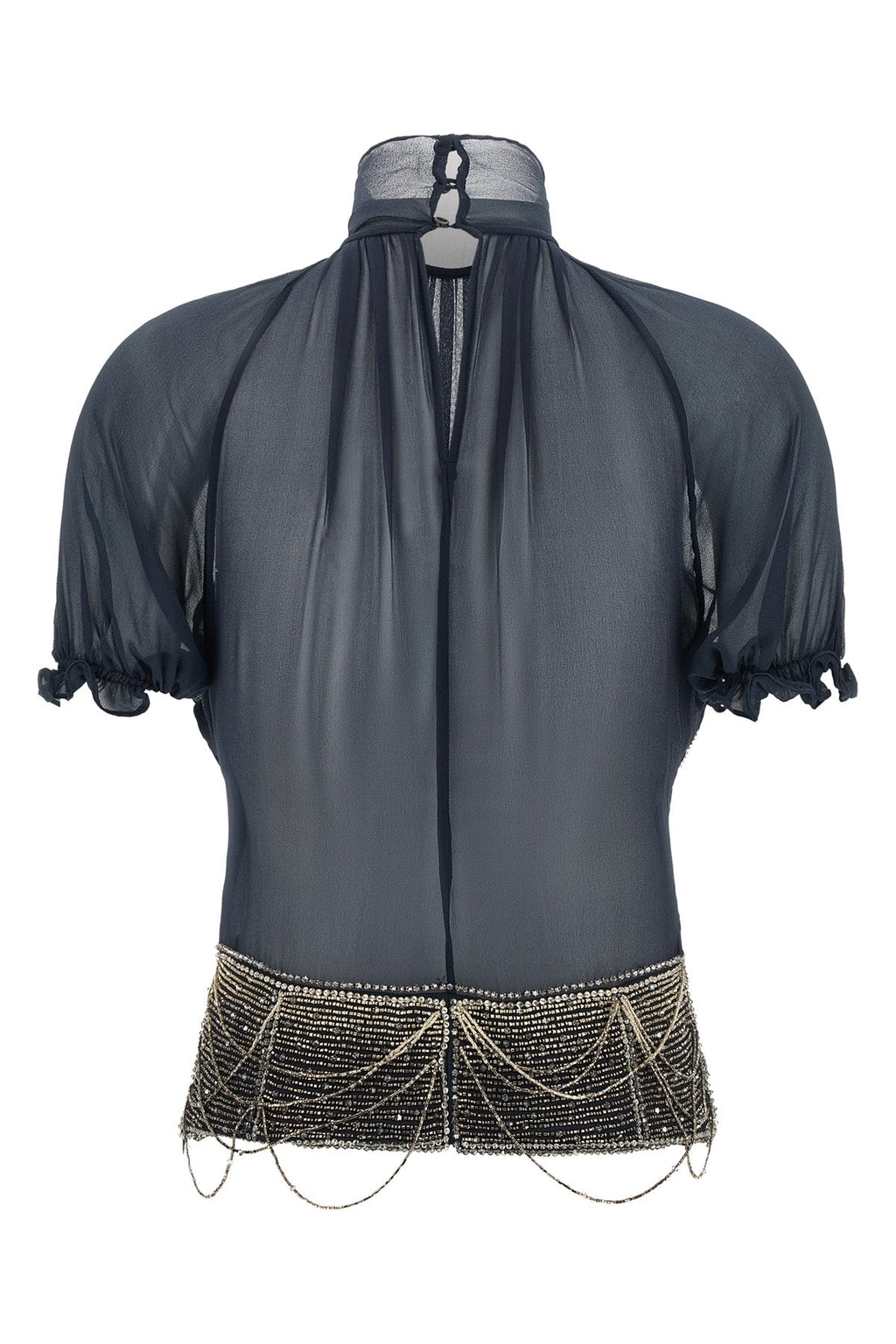 THE ATTICO Silk top with jewel embroidery